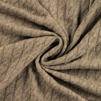 Strickstoff„Nordic Cable Matilda“ – Zopfmuster,  khaki meliert
